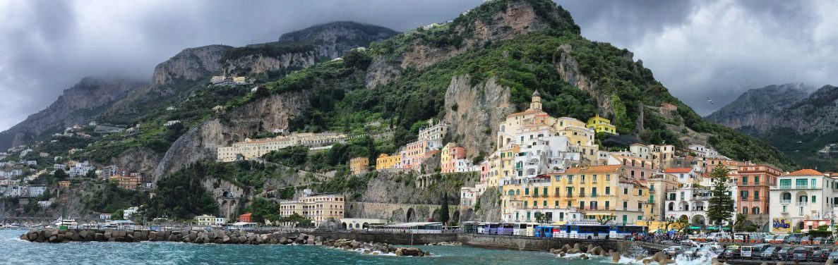 Amalfi Coast Hike Stage 2 View of Amafli and Pogerola from the jetty