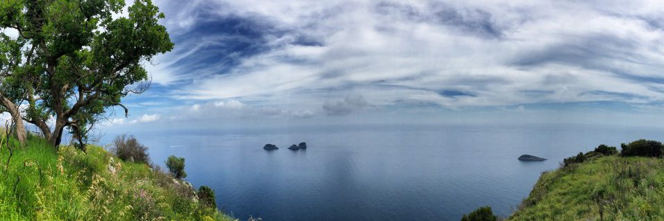 Hiking on the Amalfi Coast Stage 5 The CAI 300 hiking trail at its loneliest point with a view of the Li Galli Islands